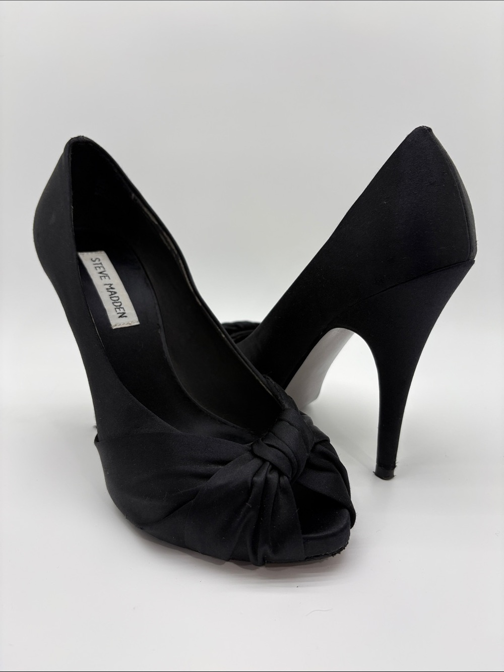 Steve Madden Black Knotted Peep-Toe Stiletto Heels